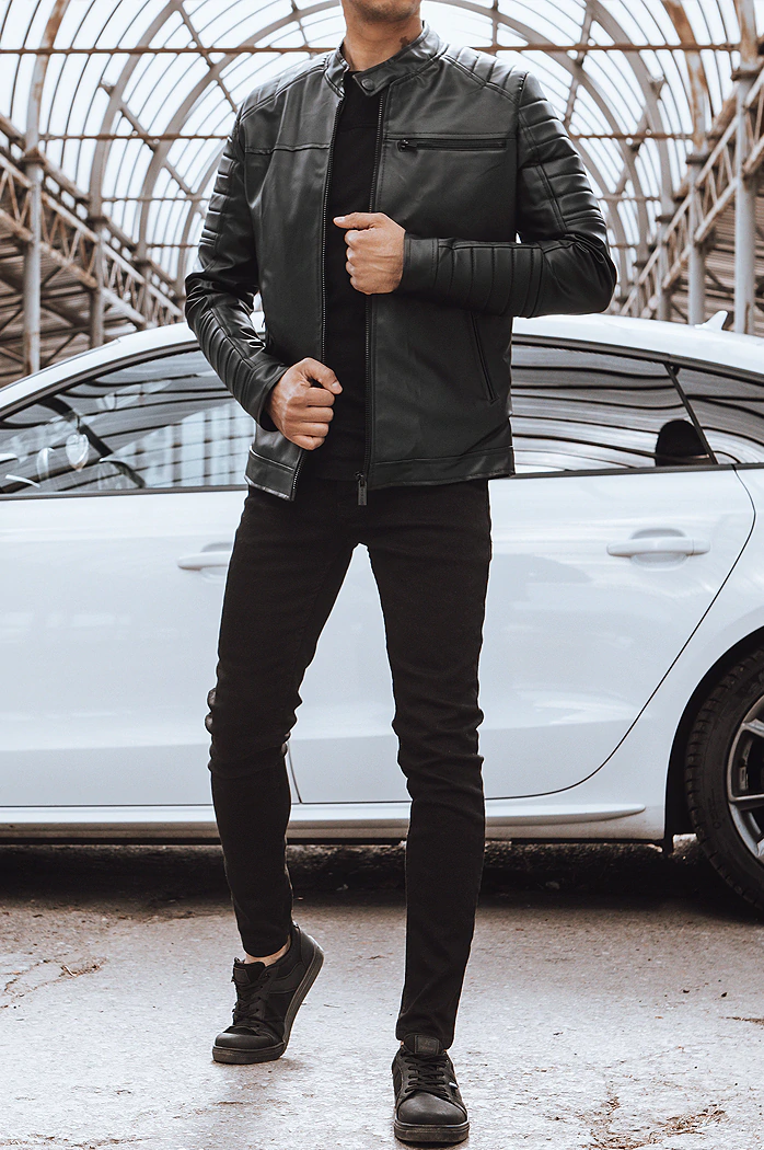 Moška usnjena jakna črna Dstreet TX4229