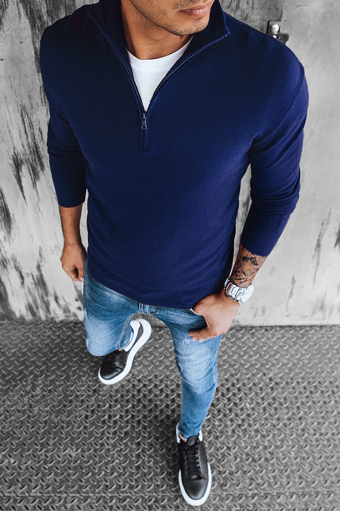 Moški pulover v mornarsko modri barvi Dstreet WX1893