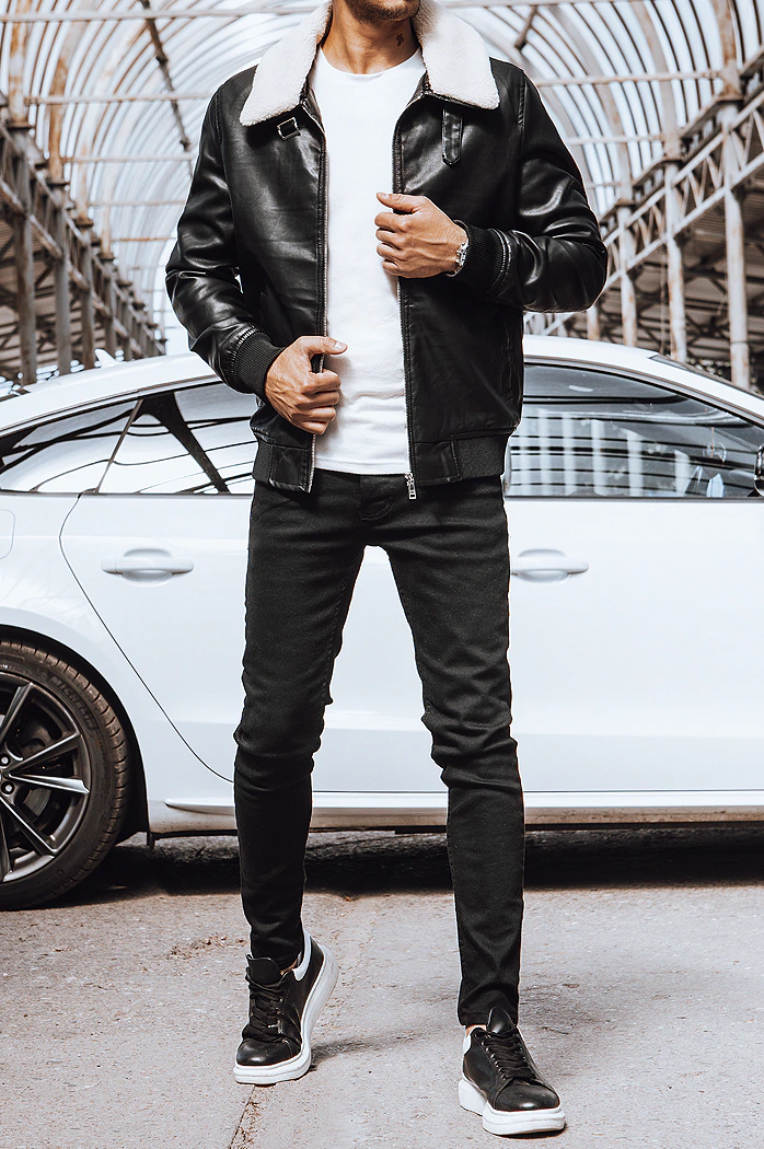 Moška usnjena jakna črna Dstreet TX4233