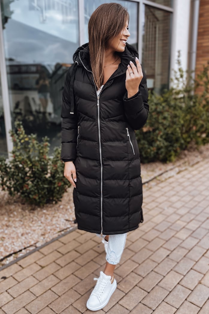 Ženska prešita zimska jakna s kapuco MENSI black Dstreet TY3093