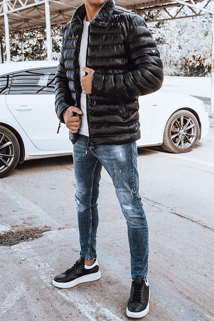 Moška usnjena jakna črna Dstreet TX4250