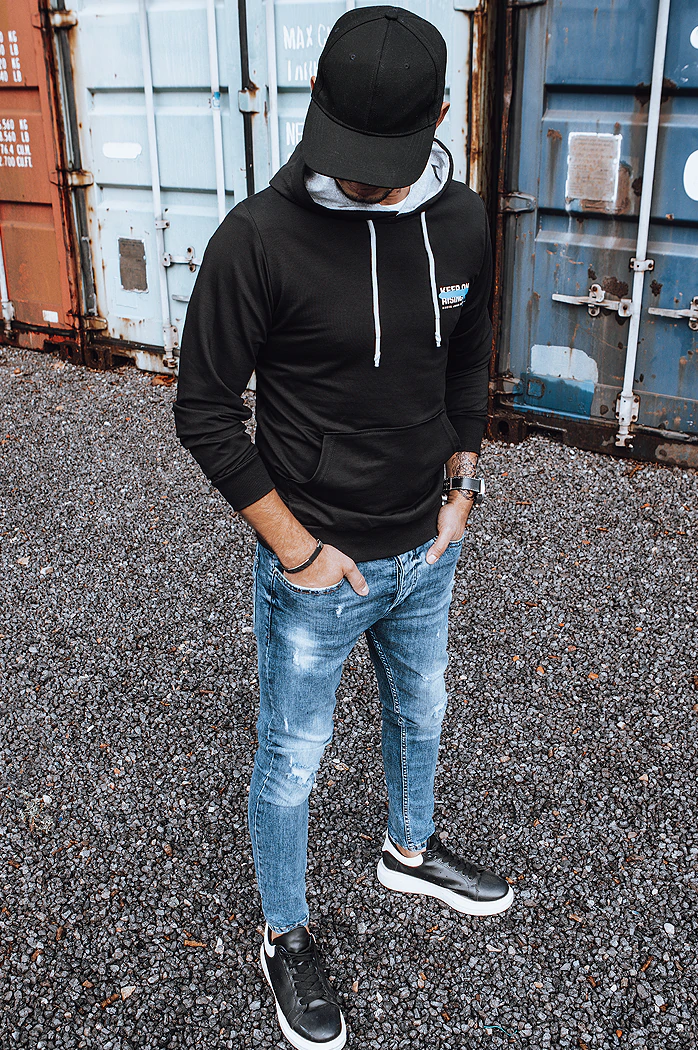 Moška jopa s potiskom črna Dstreet BX5382