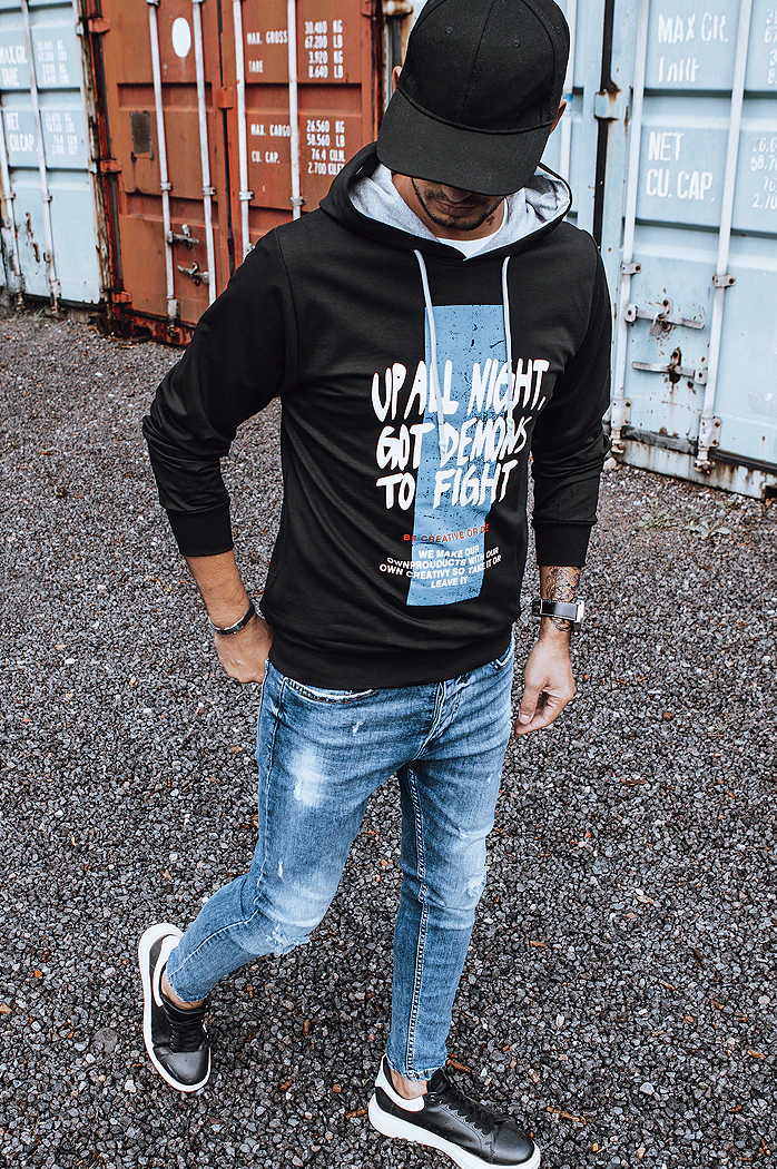 Moška jopa s potiskom črna Dstreet BX5396