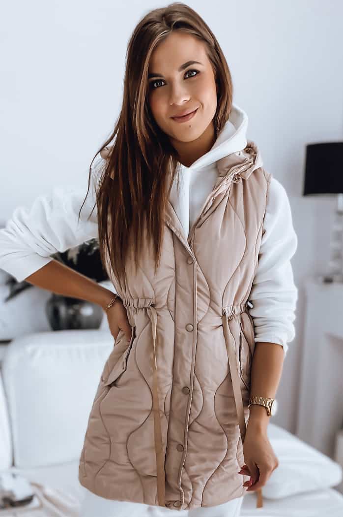 Ženski brezrokavnik WELIA bež Dstreet TY3295