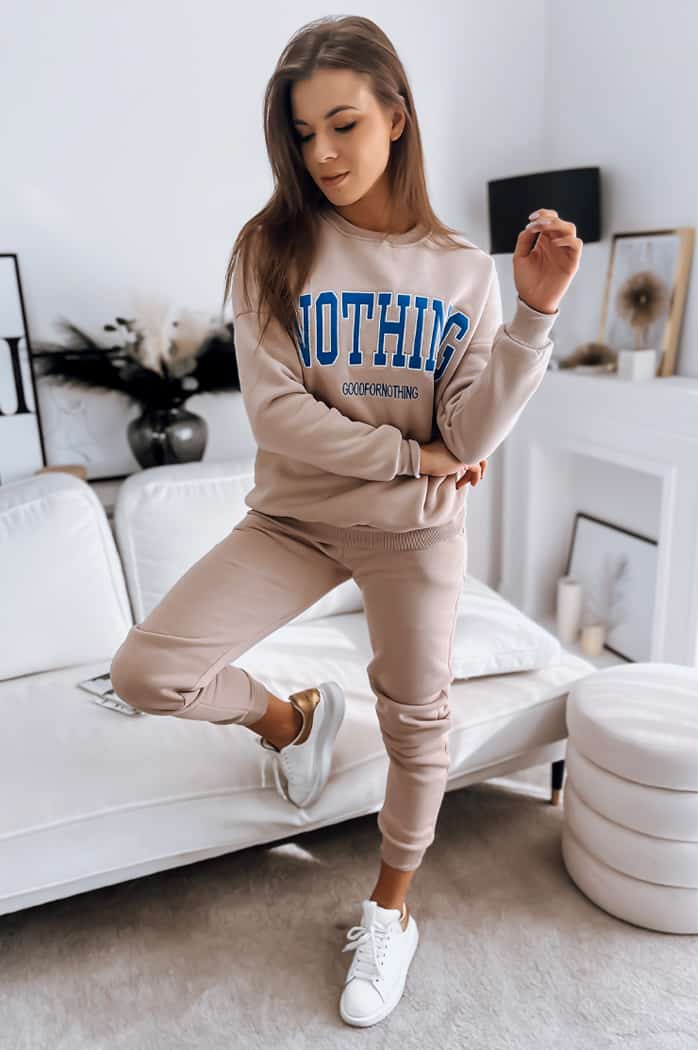 Ženski komplet trenirka NOTHING bež Dstreet AY0759