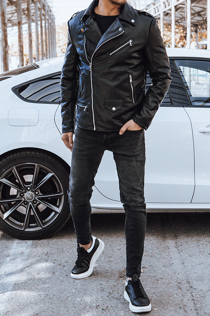 Moška usnjena jakna črna Dstreet TX4276