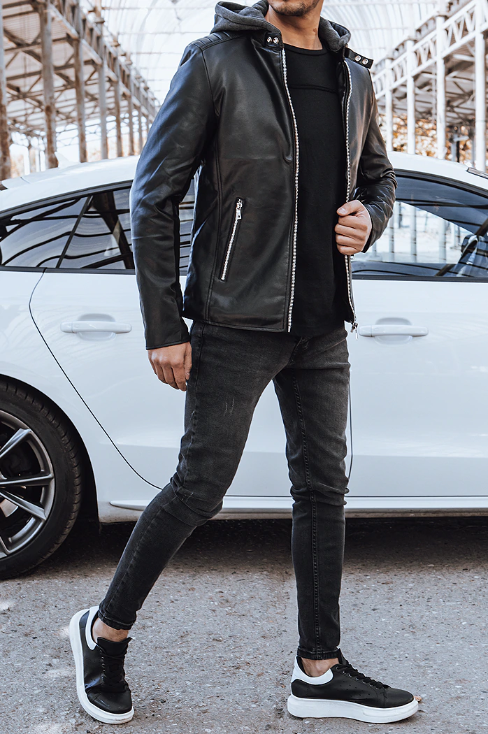 Moška usnjena jakna črna Dstreet TX4277