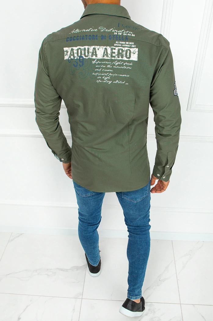 Moška srajca z dolgimi rokavi Barva Zelena  DSTREET DX2275