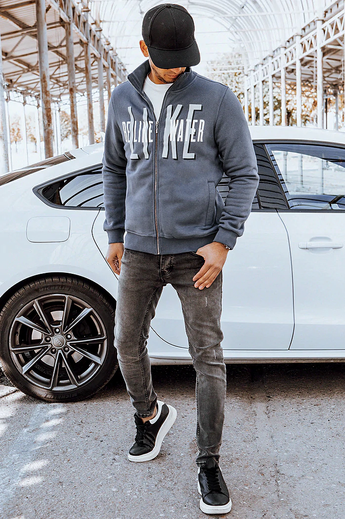 Moška jopa z zadrgo Barva Temno siva DSTREET BX5409