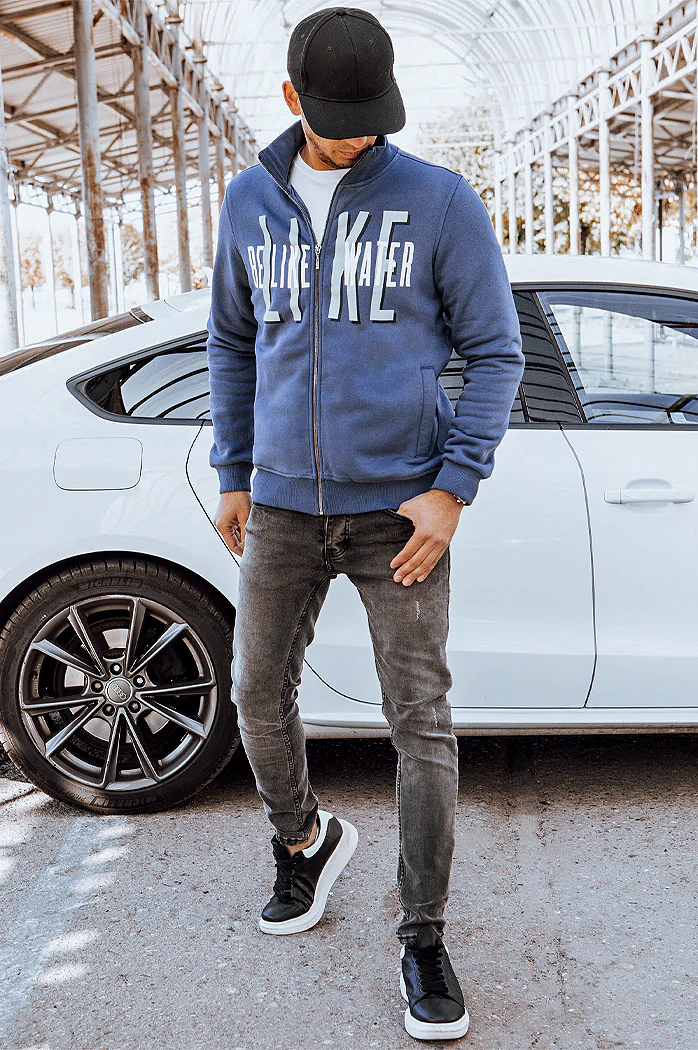 Moška jopa z zadrgo Barva Indigo DSTREET BX5411