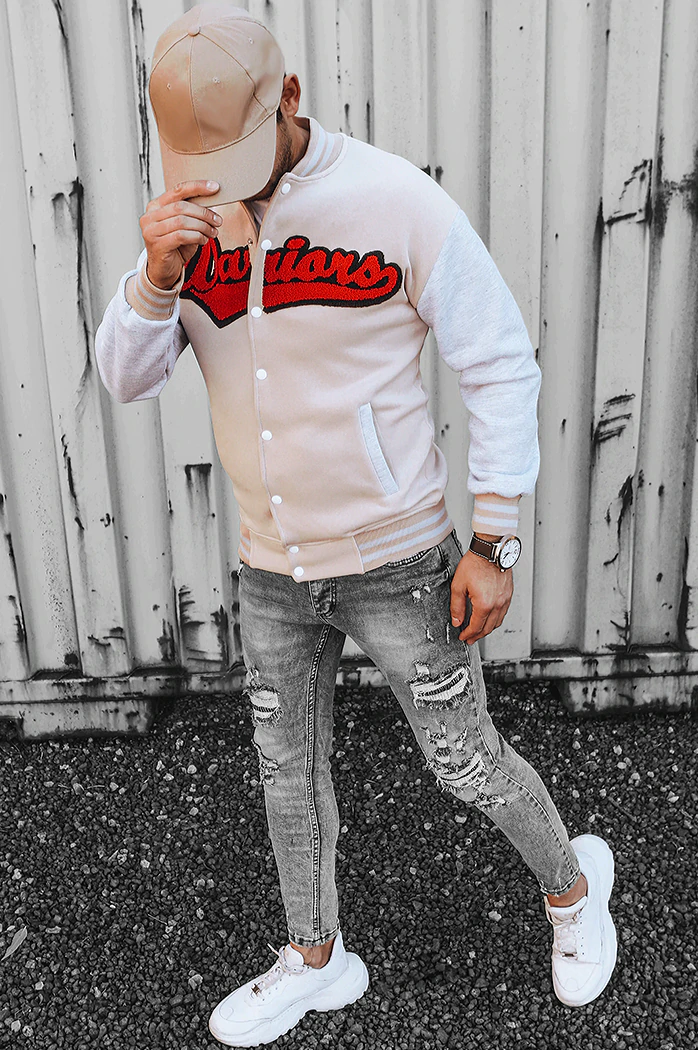 Moška jopa z zadrgo Barva Ecru DSTREET BX5432