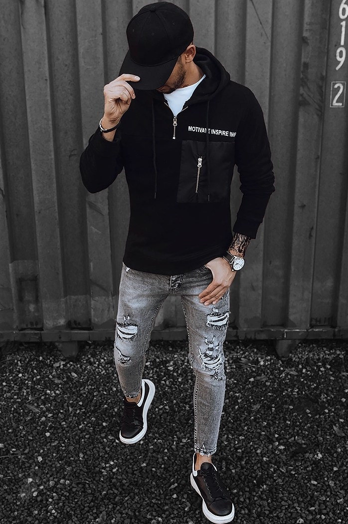 Moška jopa z zadrgo Barva Črna DSTREET BX5466