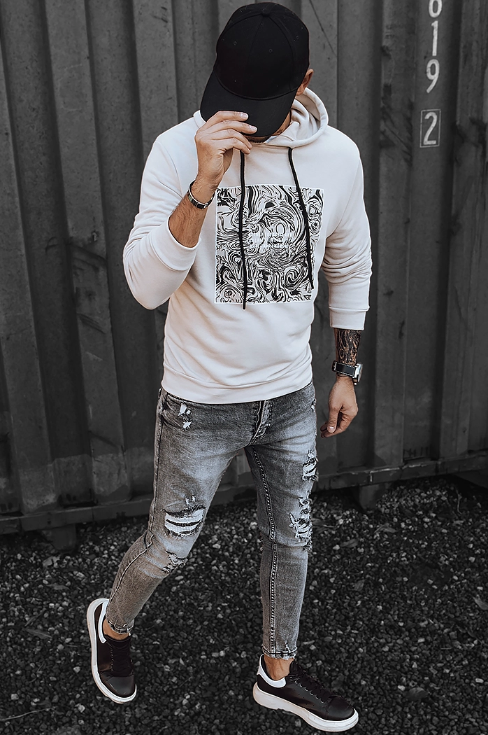 Moška jopa s kapuco Barva Ecru DSTREET BX5469