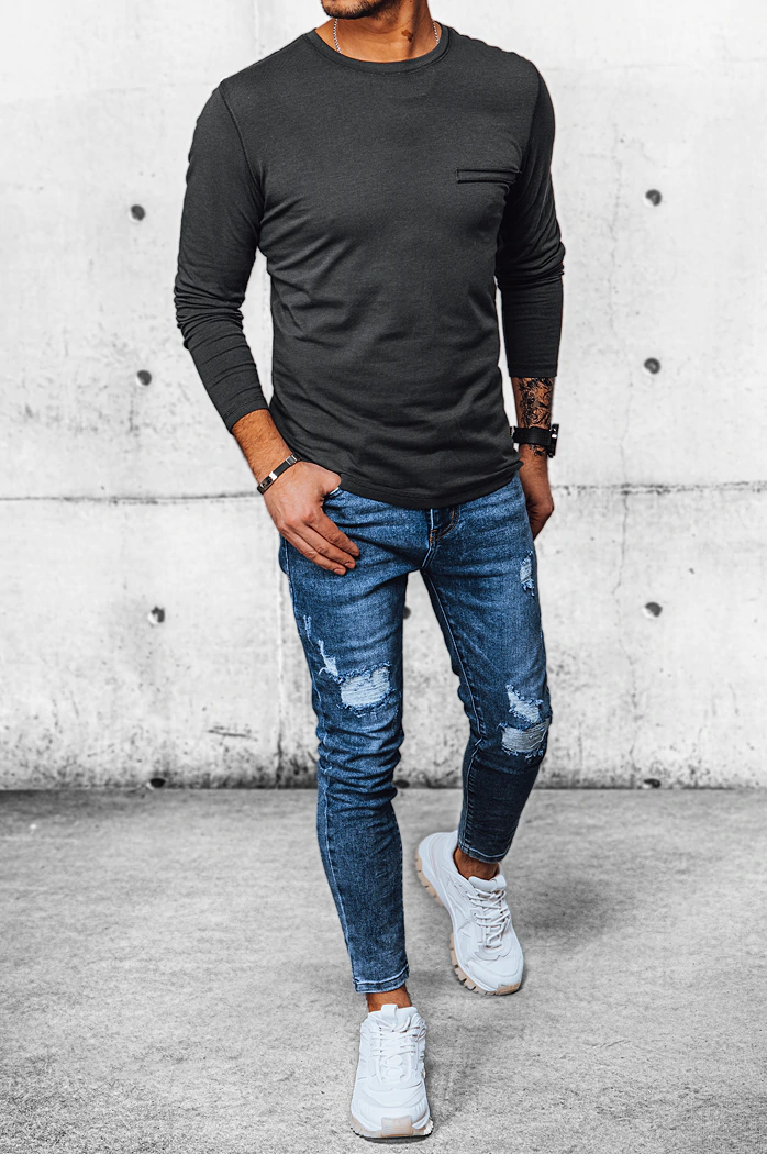 Moška majica z dolgimi rokavi Barva Temno siva DSTREET LX0561