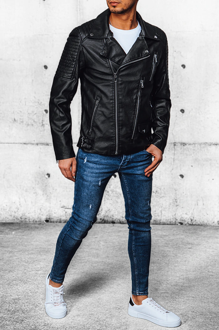 Moška usnjena jakna Barva Črna DSTREET TX4384