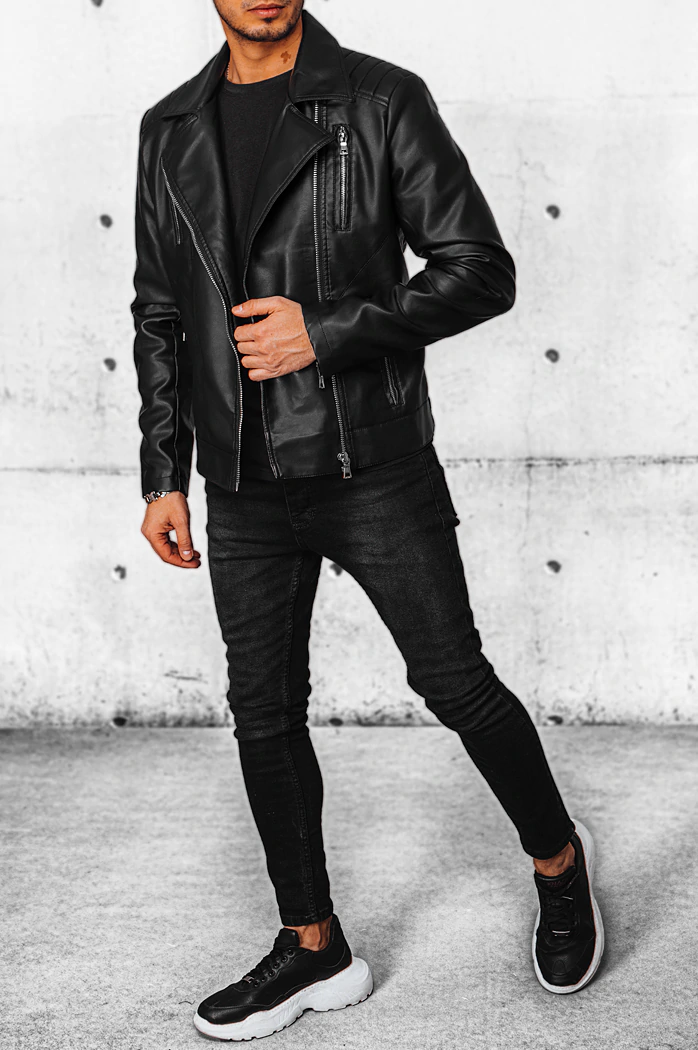 Moška usnjena jakna Barva Črna DSTREET TX4385