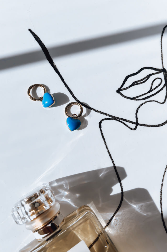 Ženske uhane BLUE HEART Barva turkizna DSTREET JY0009