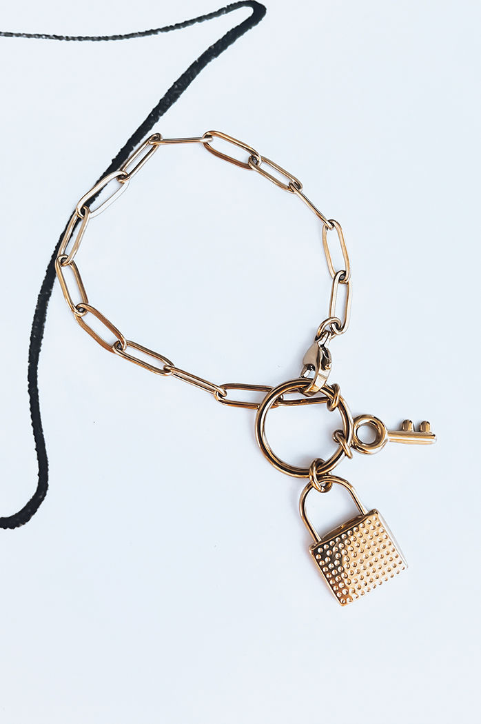Ženska zapestnica LOCK KEY Barva zlati DSTREET LY0099