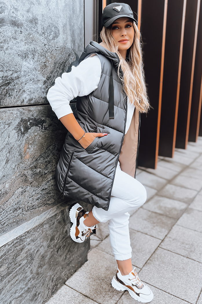 Ženski obojestranski telovnik ONADE Barva Temno siva DSTREET TY3725