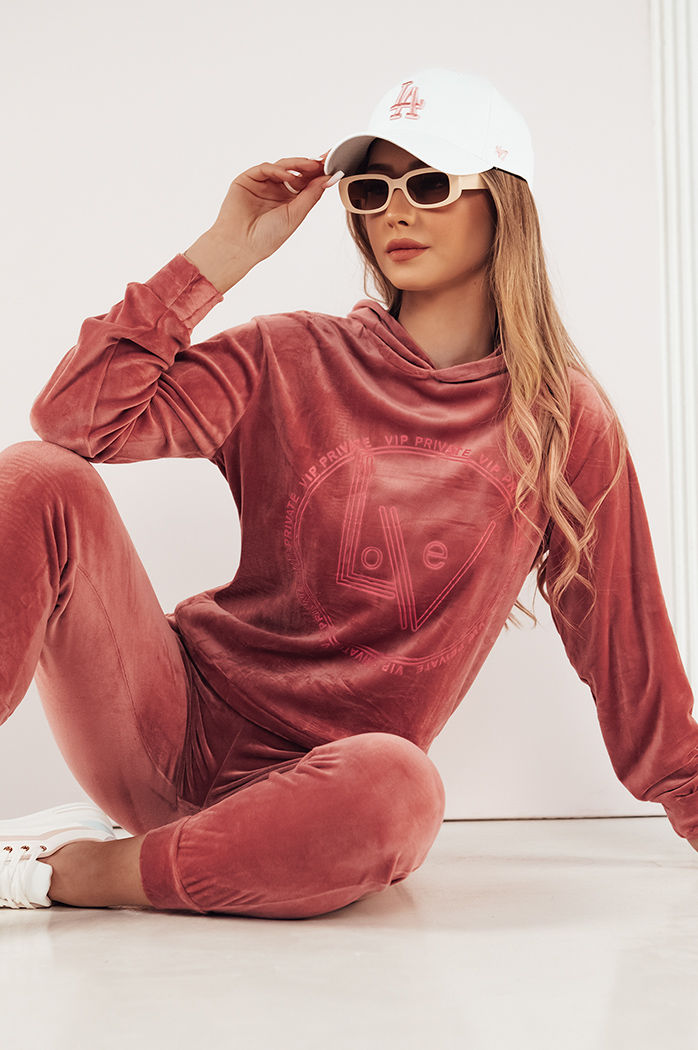 Ženski žametni komplet VIP PRIVATE Barva Roza DSTREET AY0868