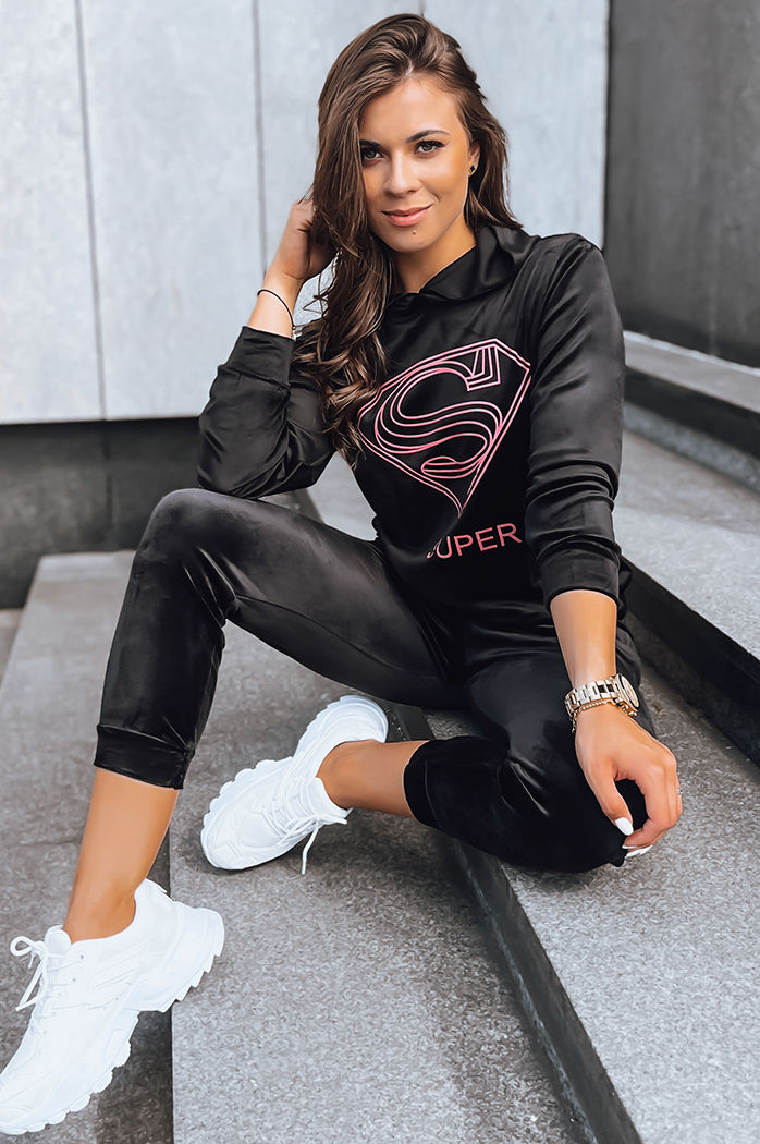 Ženski žametni komplet Vogue Velour Barva Črna DSTREET AY0876