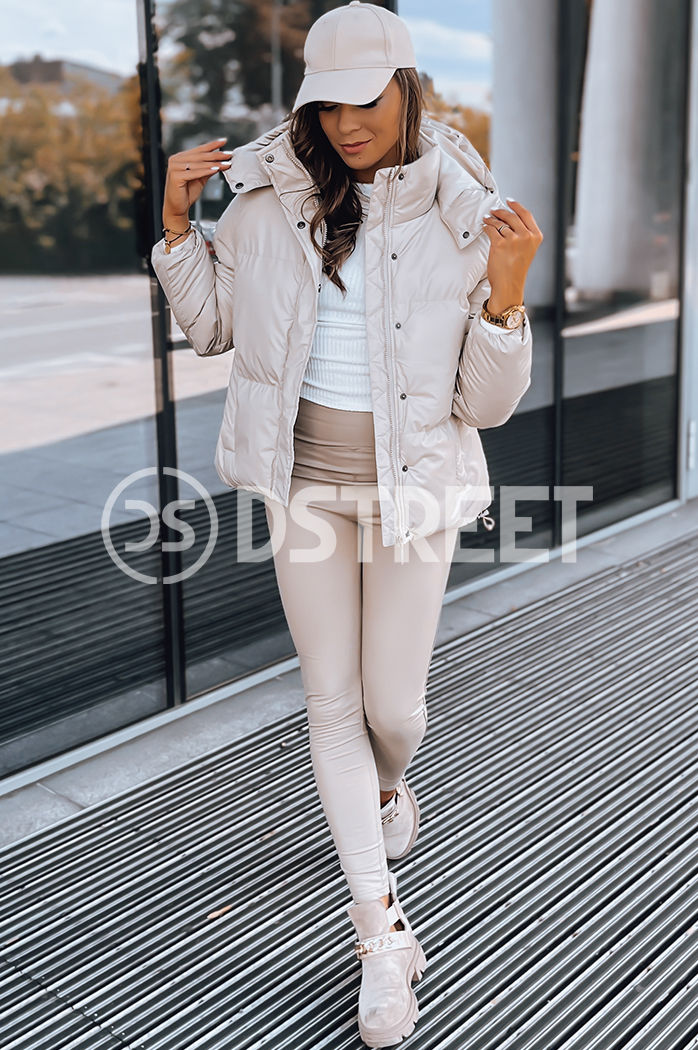 Ženska usnjena jakna COLLAR Barva Bež DSTREET TY3763