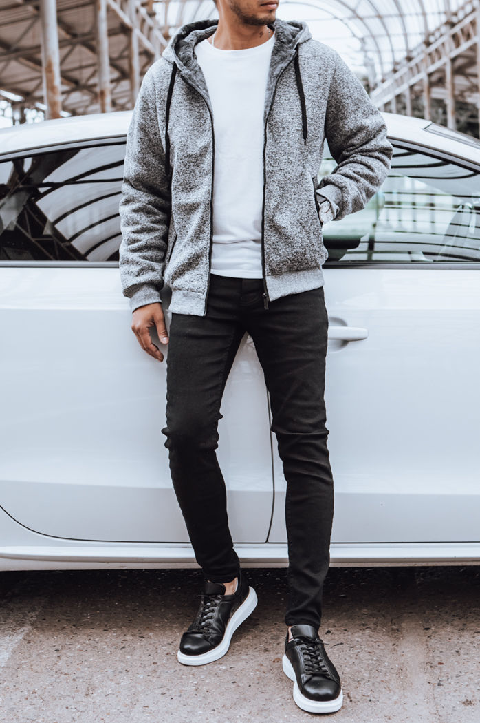 Moška jopa z zadrgo Barva Svetlosiva DSTREET BX5596