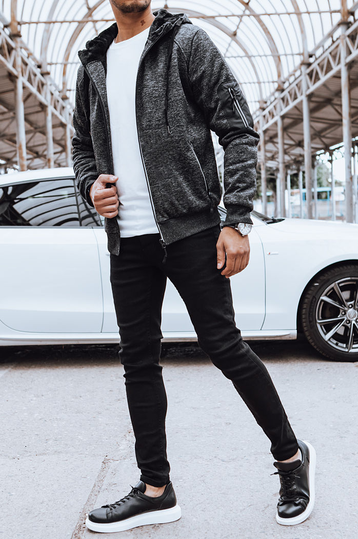 Moška jopa z zadrgo Barva Temno siva DSTREET BX5626