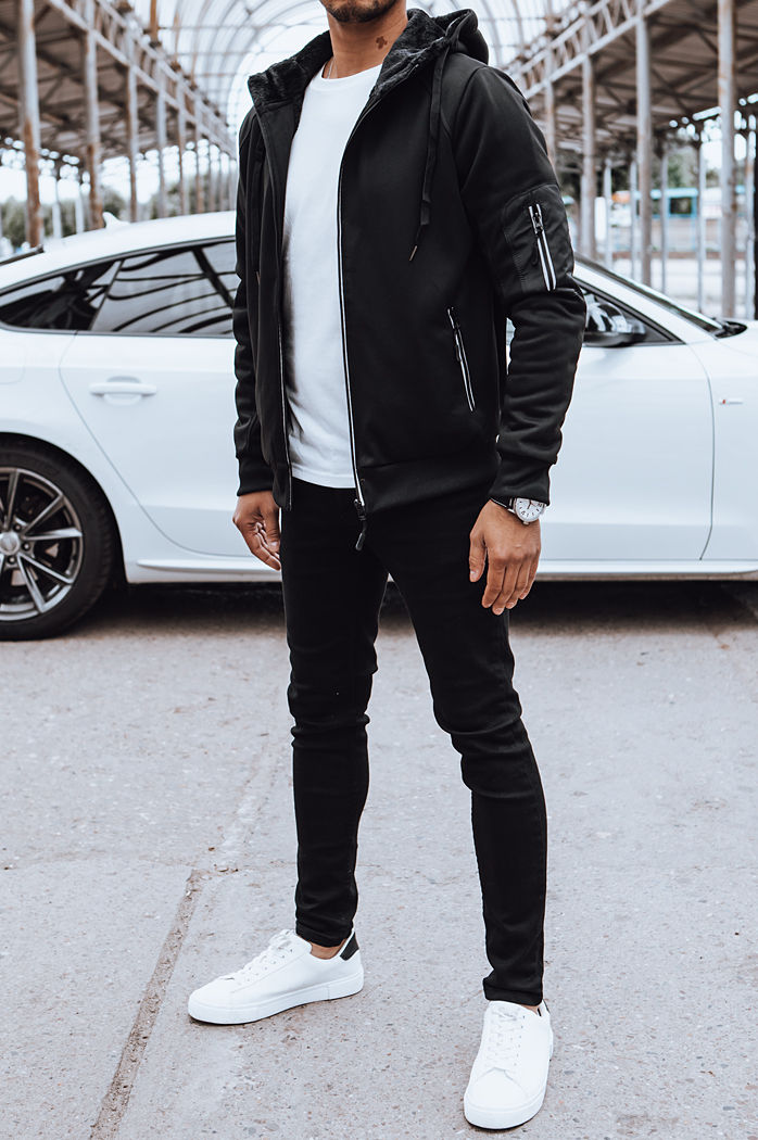 Moška jopa z zadrgo Barva Črna DSTREET BX5627