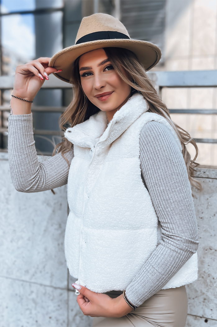 Ženski prešit telovnik BEEWARM  Barva kremna DSTREET TY3801