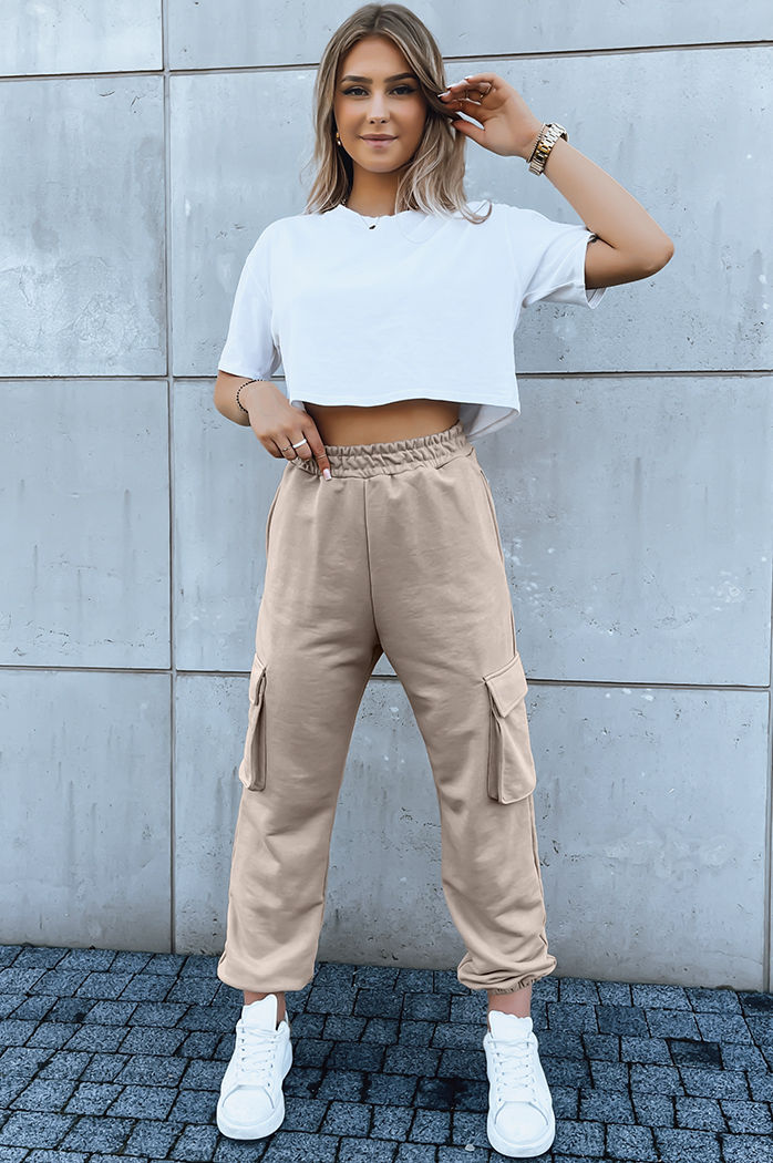 Ženske trenirke BAGGY beige Dstreet UY1607