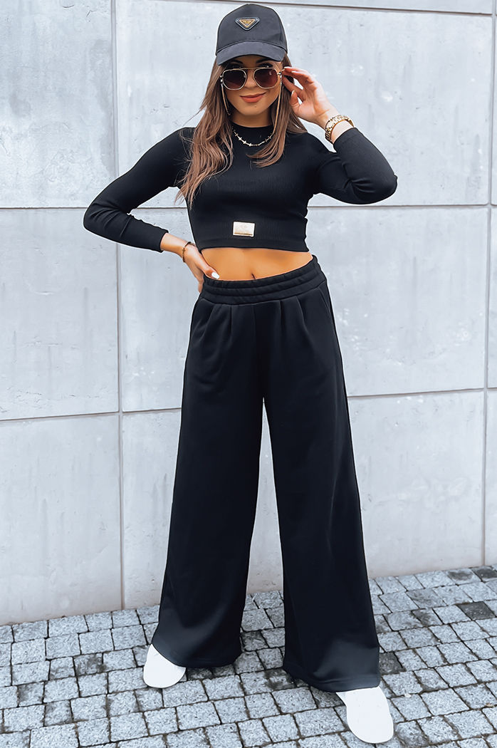 Ženski komplet širokih hlač in zgornjega dela ASTRAL ALLURE black Dstreet AY0920