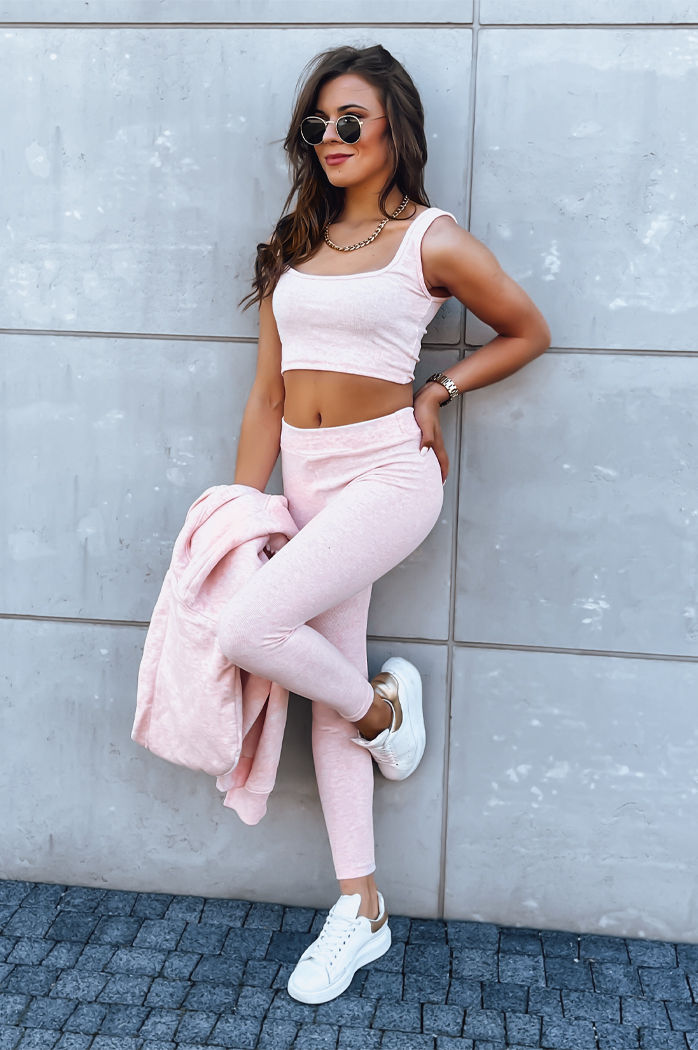Ženski komplet roza trenirke 3 v 1 Blagovna znamka vašega sloga Dstreet AY0939