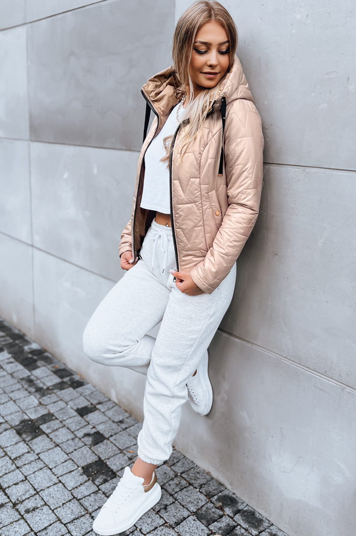 Ženska prešita jakna LOVE YOU Barva Bež DSTREET TY3837