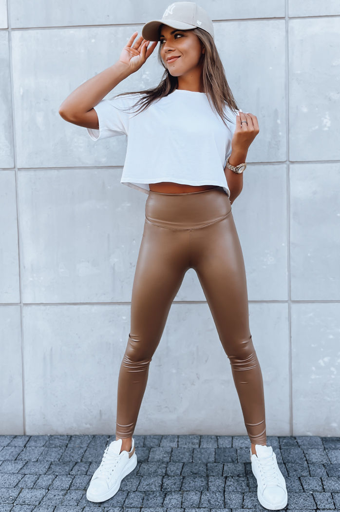 Ženske povoščene hlače EDIT Barva kamela DSTREET UY1622