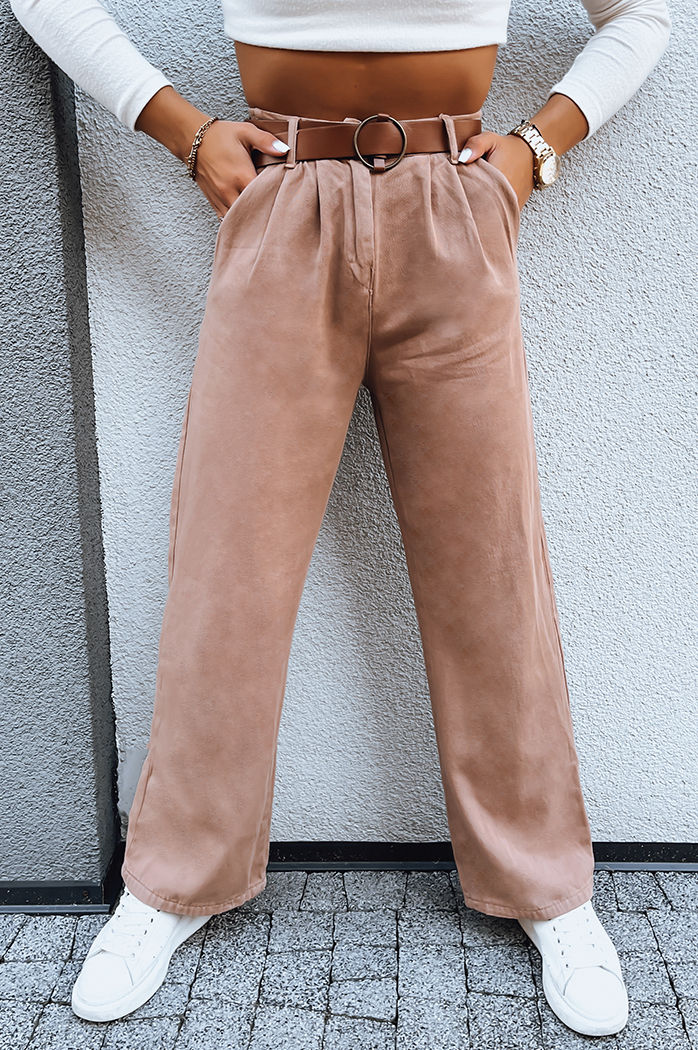 Ženske hlače casual EMERALD Barva kamela DSTREET UY1692