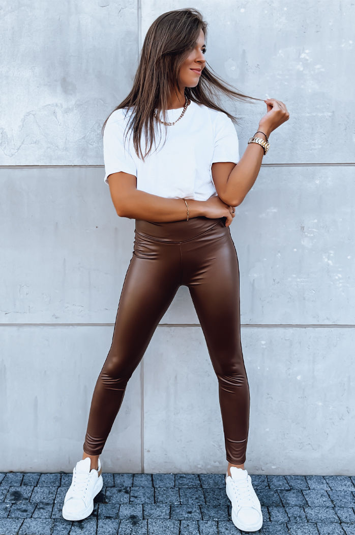 Ženske povoščene hlače JEWELS Barva rjav DSTREET UY1702