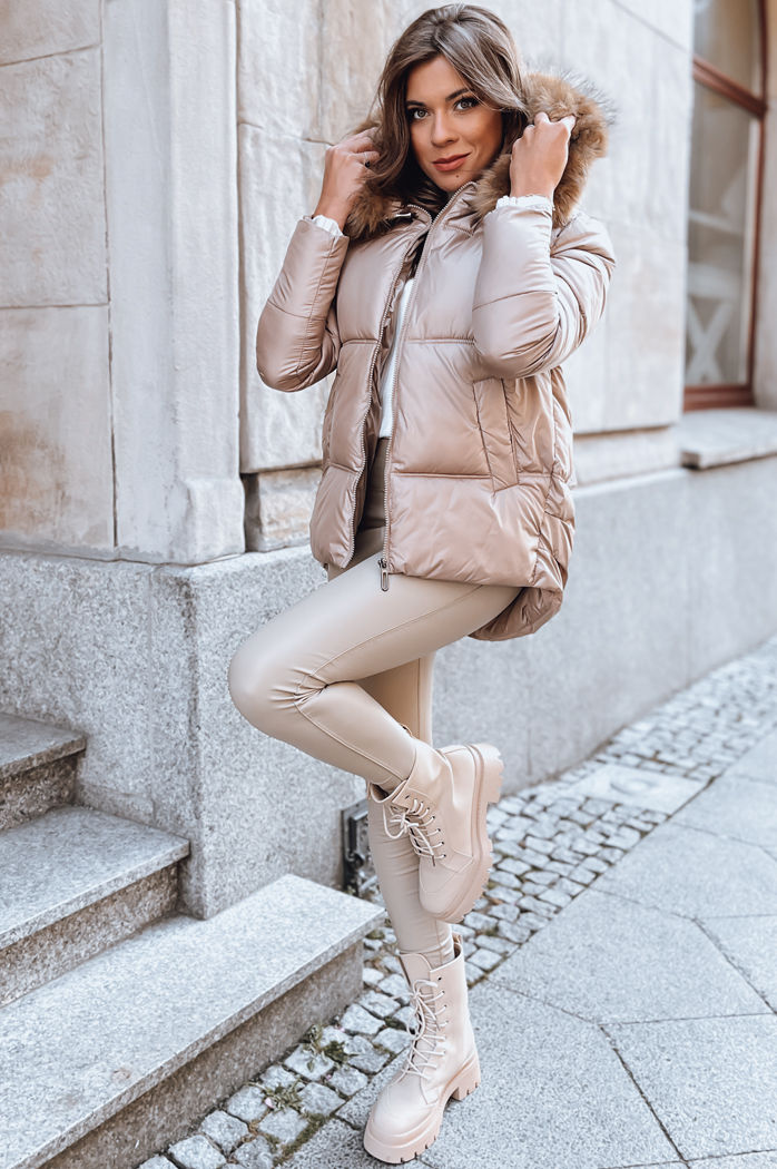 Ženska zimska jakna SPARKLE Barva kamela DSTREET TY3948