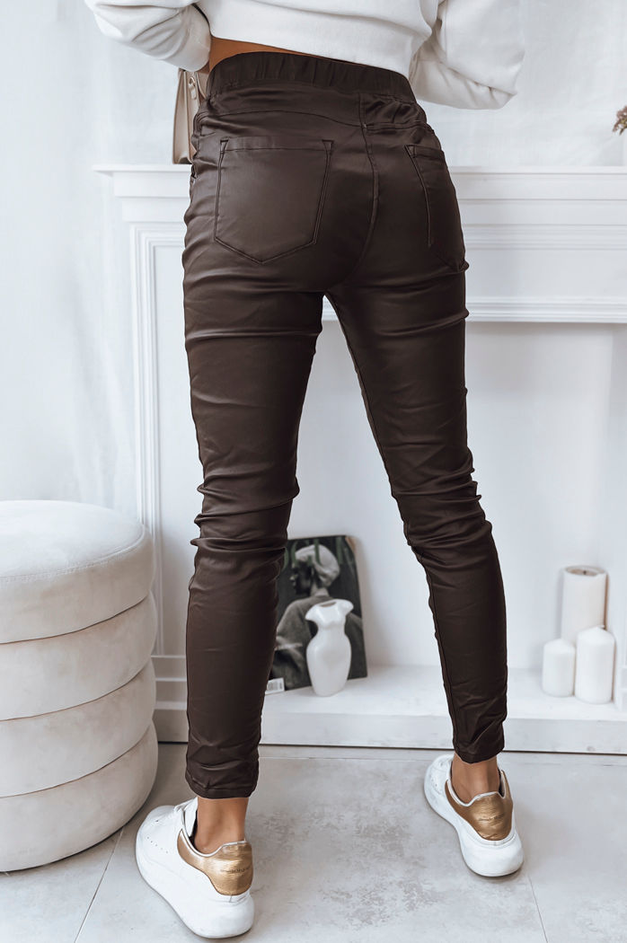 Ženske povoščene hlače LIZZY Barva rjav DSTREET UY1783