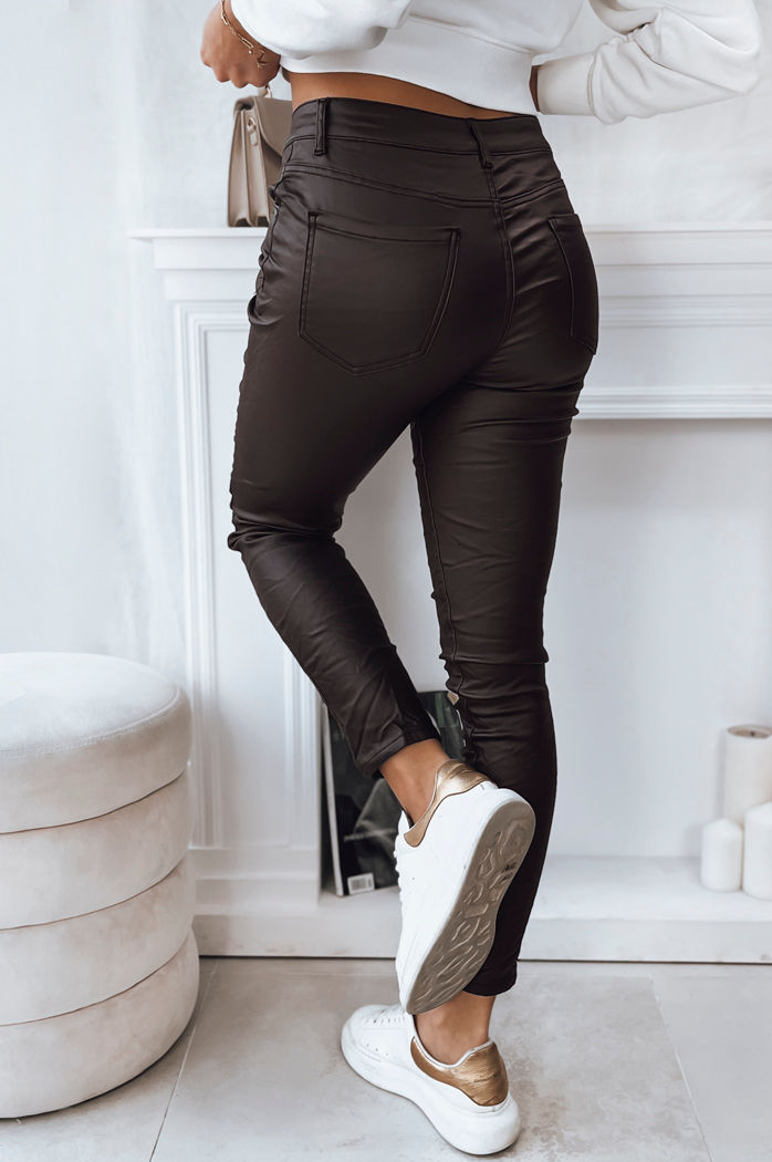 Ženske povoščene hlače KARLA Barva rjav DSTREET UY1787