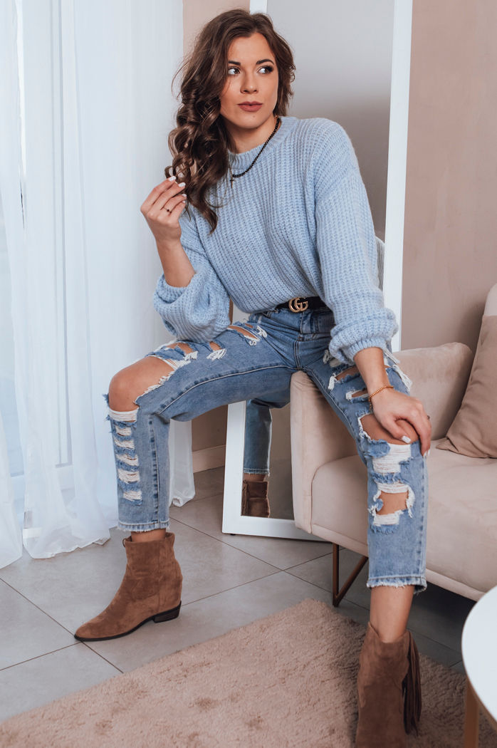 Ženski oversize pulover BILLIS Barva Svetlo modra DSTREET MY2285