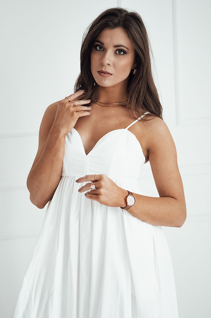 Obleka midi ELIENE Barva Bela DSTREET EY2444