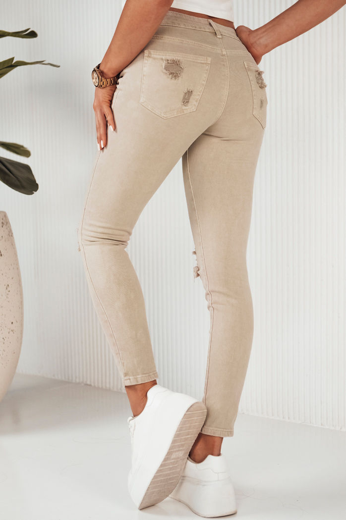 Ženske kavbojke z visokim pasom MOLI Barva Temno bež DSTREET UY1872