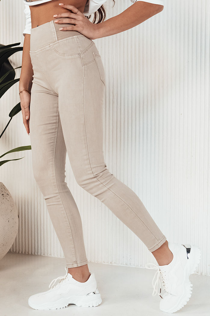 Ženske kavbojke z visokim pasom ALTET Barva Bež DSTREET UY1904