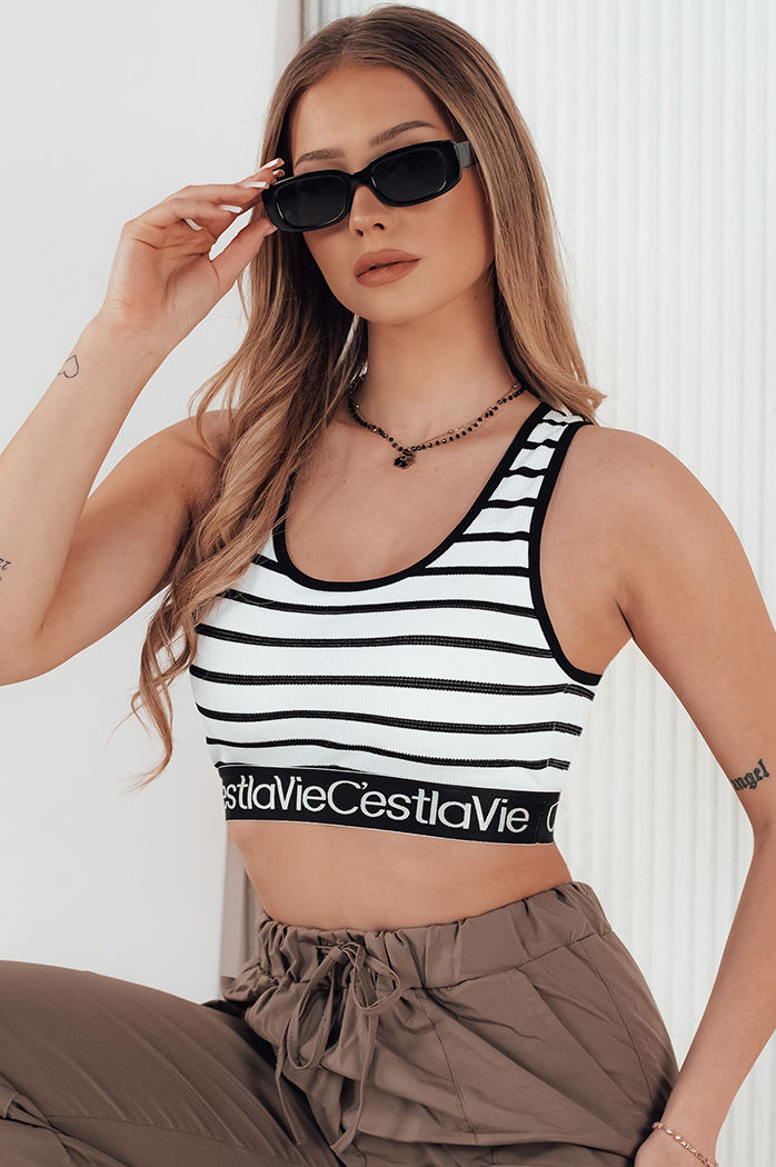 Ženska črtasta majica SUNSEL bela Dstreet RY2417