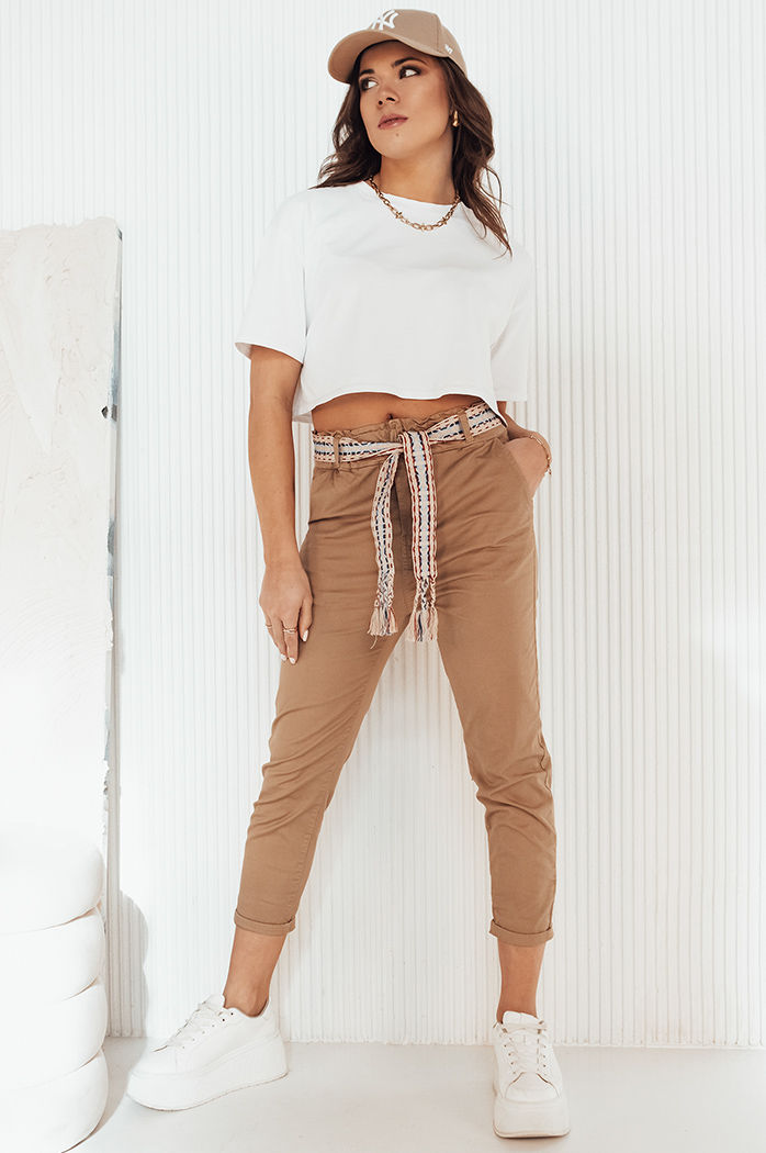 Ženske hlače casual MAFRA Barva kamela DSTREET UY1951