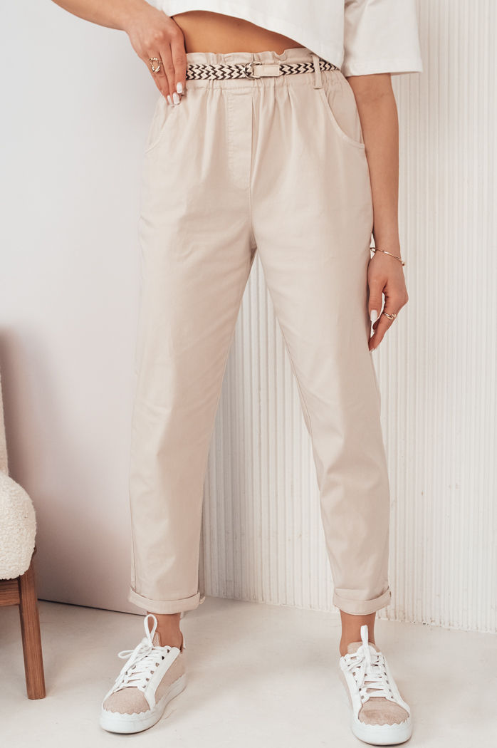 Ženske hlače casual ERLON Barva Svetlo bežova DSTREET UY2027