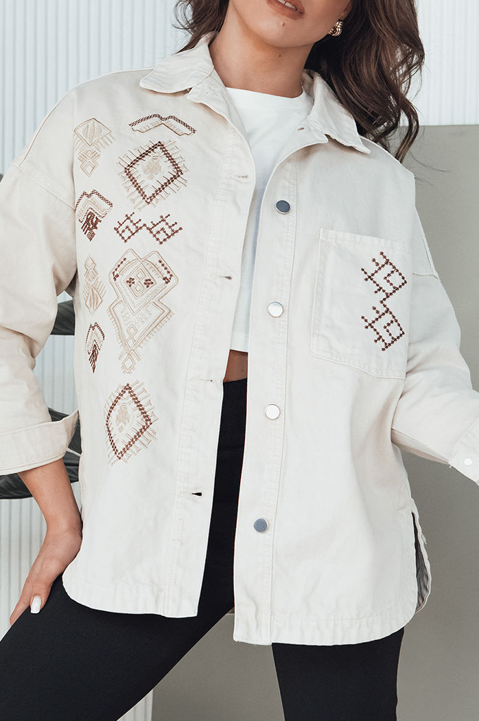 Kurtka damska jeansowa FILOMENAS beżowa Dstreet TY4313