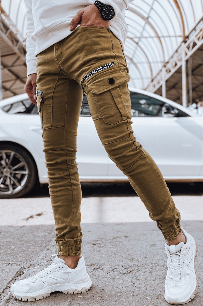 Spodnie męskie jeansowe bojówki kamelowe Dstreet UX4360