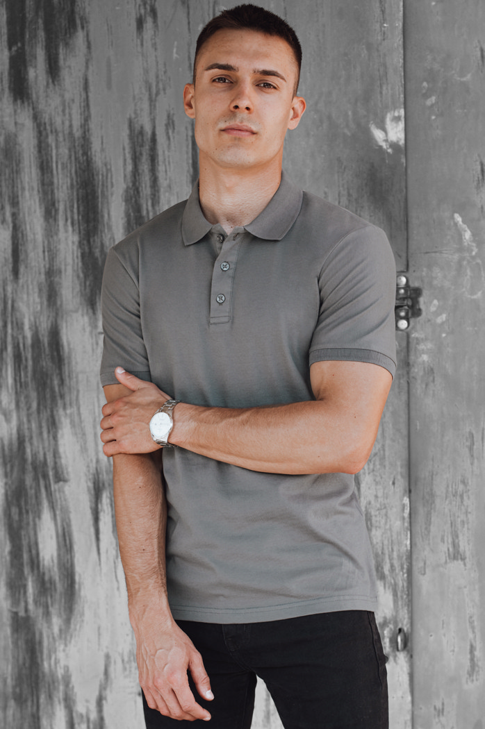 Koszulka męska polo grafitowa Dstreet PX0599